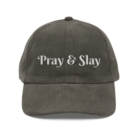 Cap – Vintage Corduroy Pray & Slay Daisy Accent Embroidery