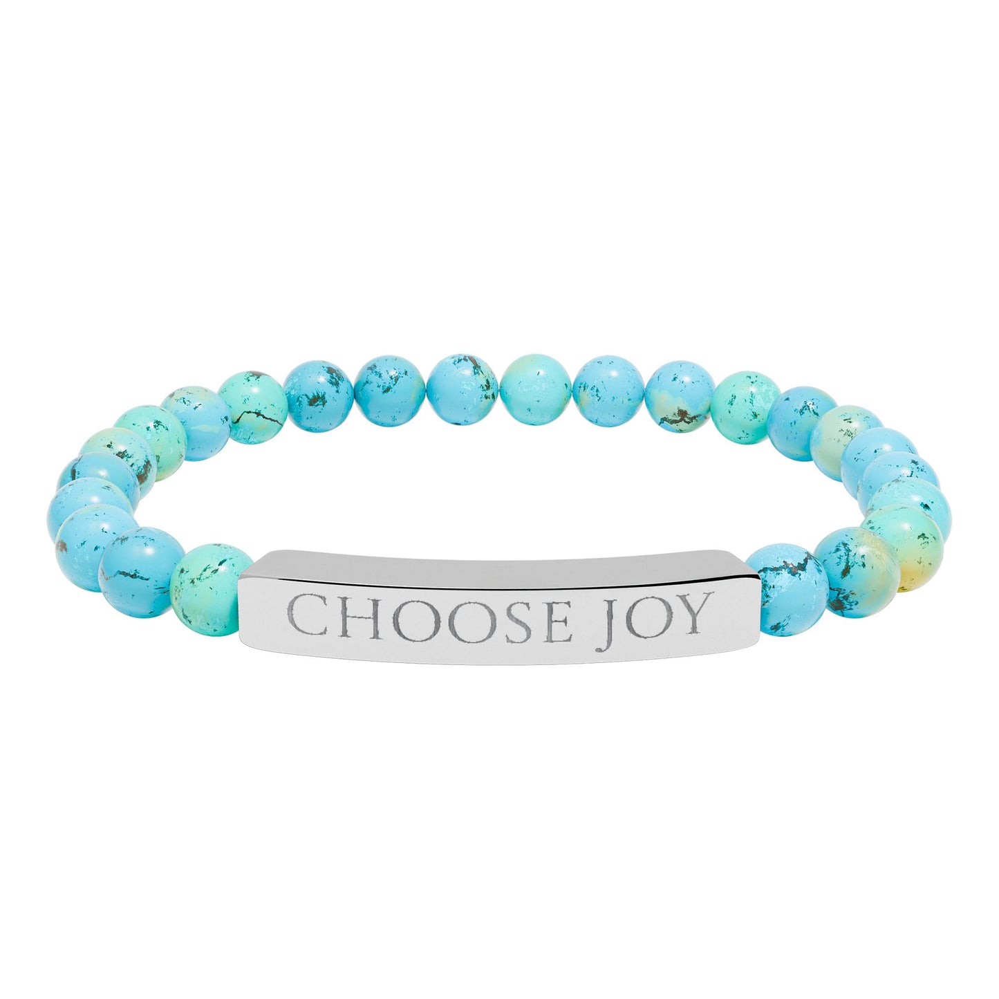 Natural Stone Stretch Bracelet Engraved 'Choose Joy'