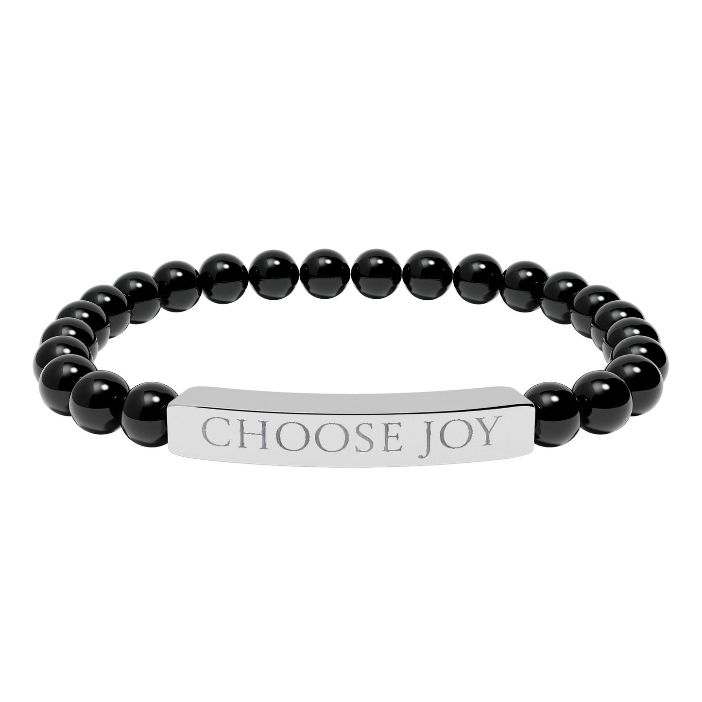 Natural Stone Stretch Bracelet Engraved 'Choose Joy'