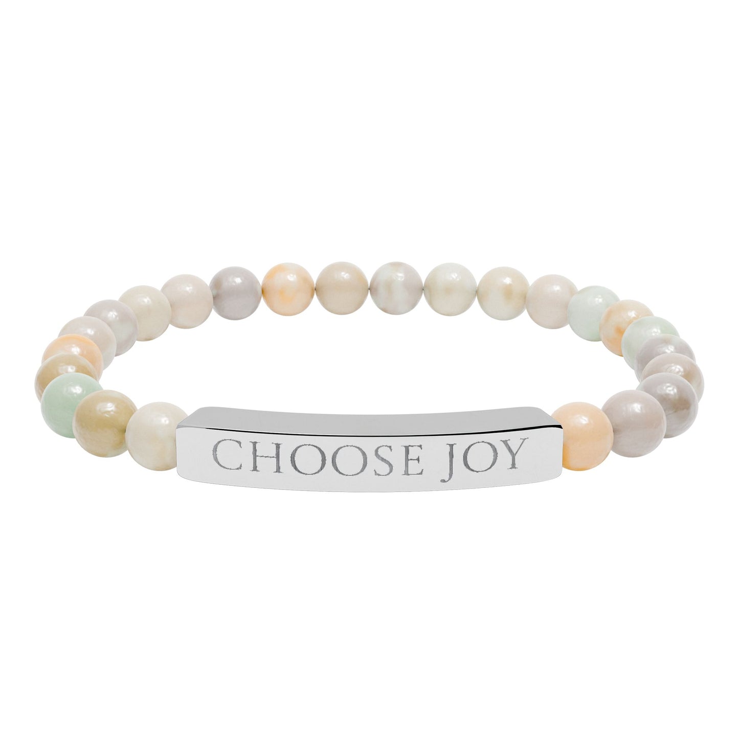 Natural Stone Stretch Bracelet Engraved 'Choose Joy'