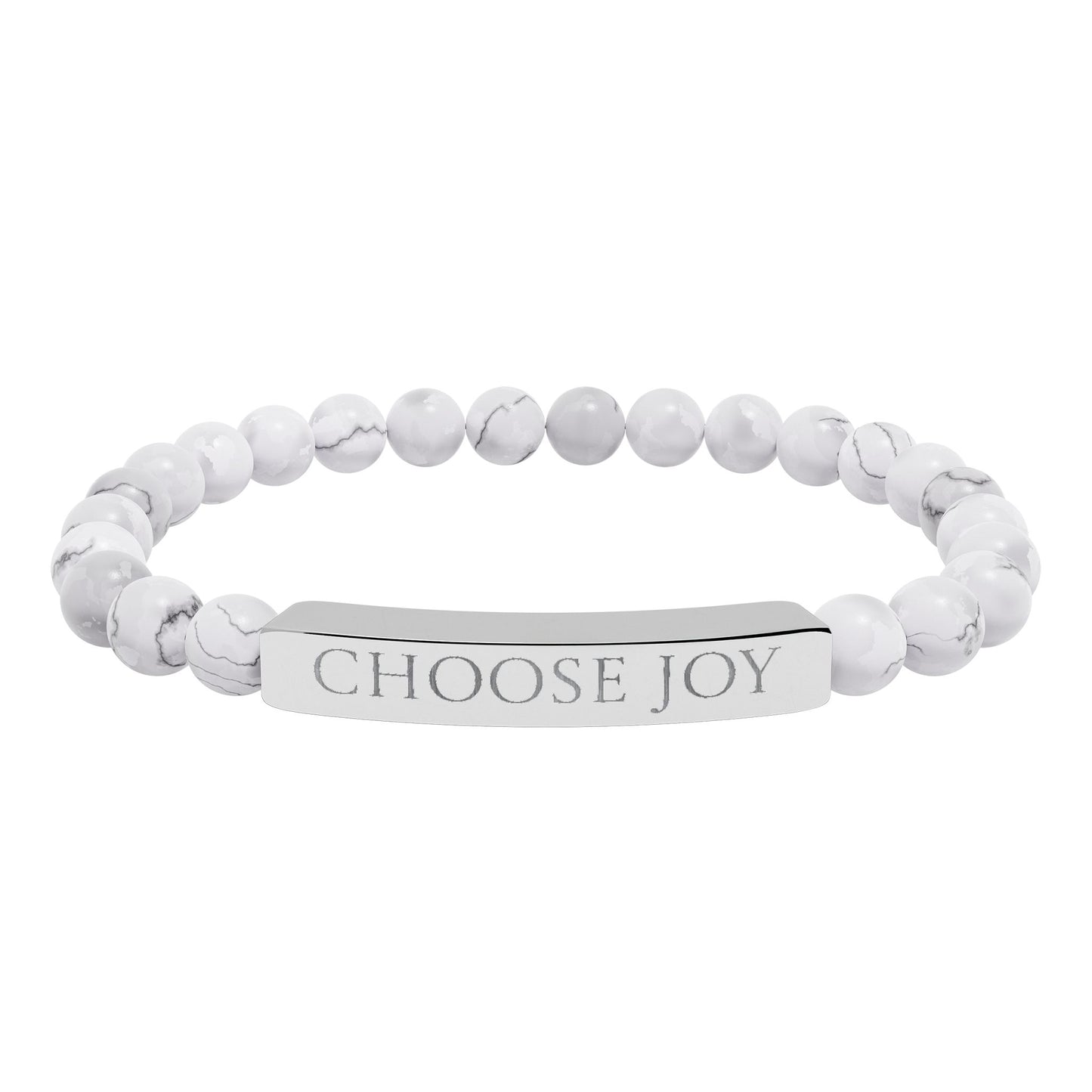 Natural Stone Stretch Bracelet Engraved 'Choose Joy'