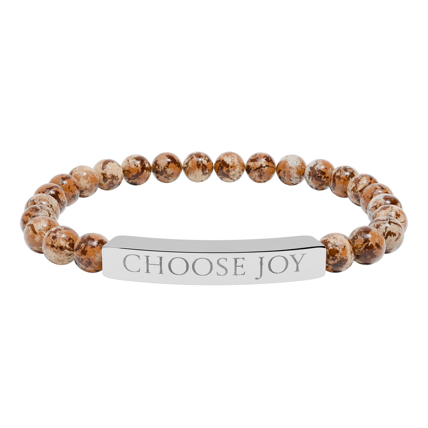 Natural Stone Stretch Bracelet Engraved 'Choose Joy'