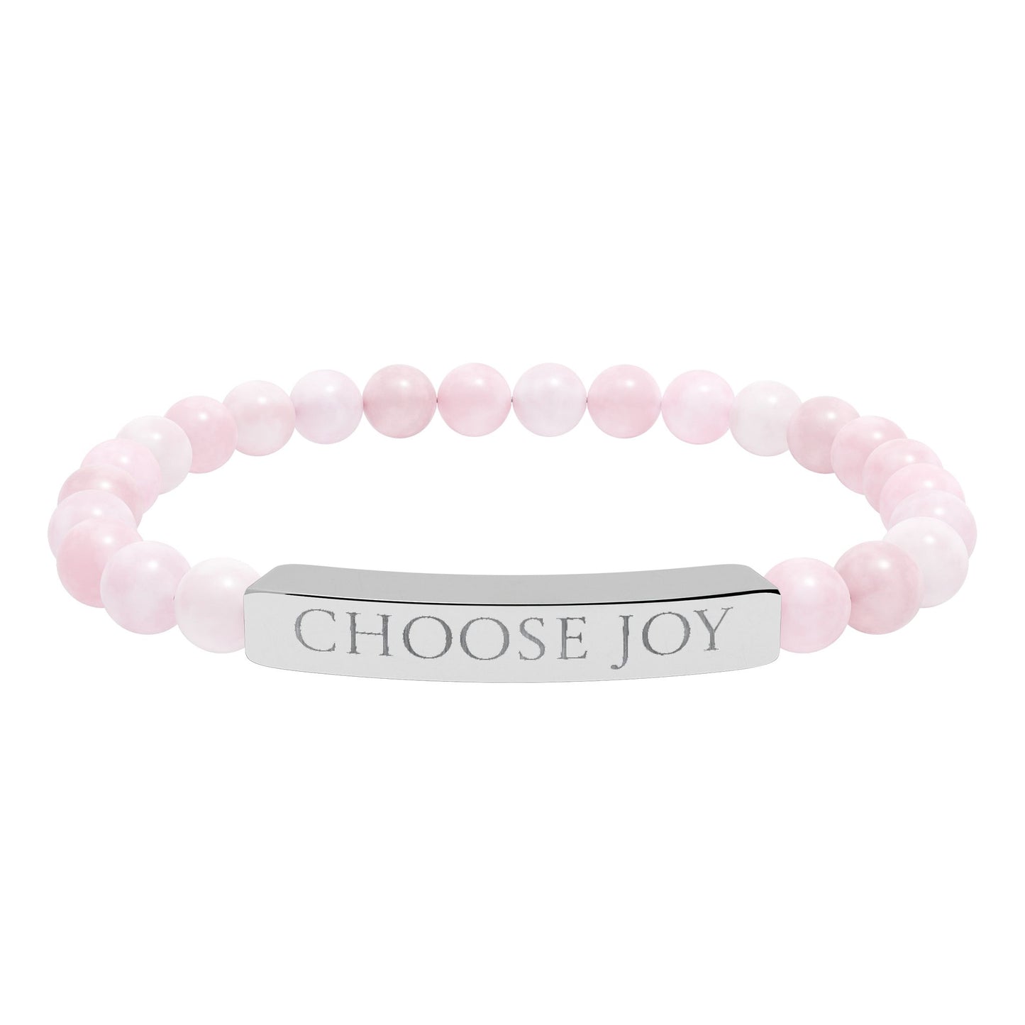 Natural Stone Stretch Bracelet Engraved 'Choose Joy'
