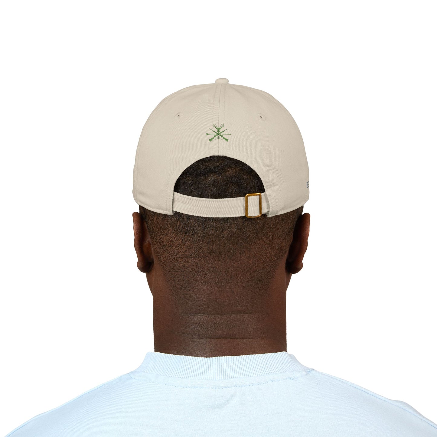 Organic Embroidered Cap — "Aim True" Green Leaf Hunter's Hat