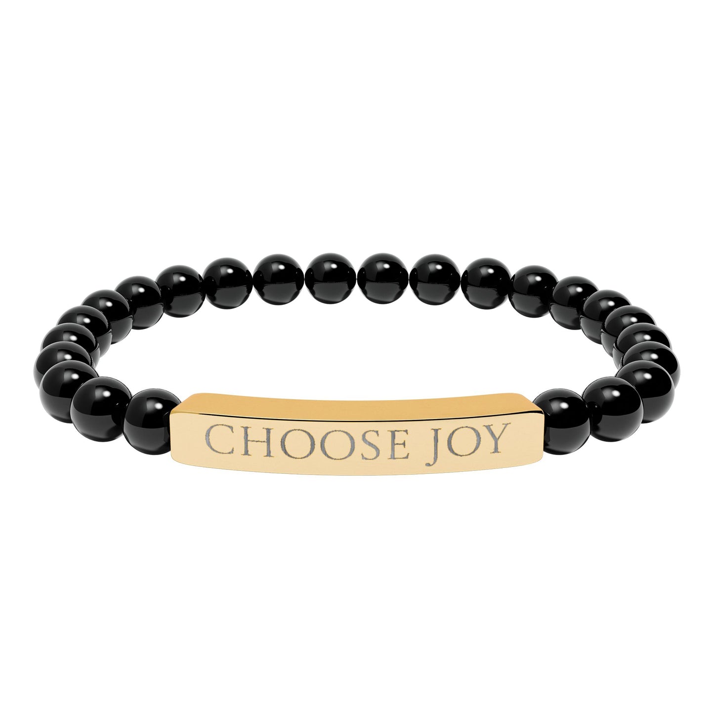 Natural Stone Stretch Bracelet Engraved 'Choose Joy'