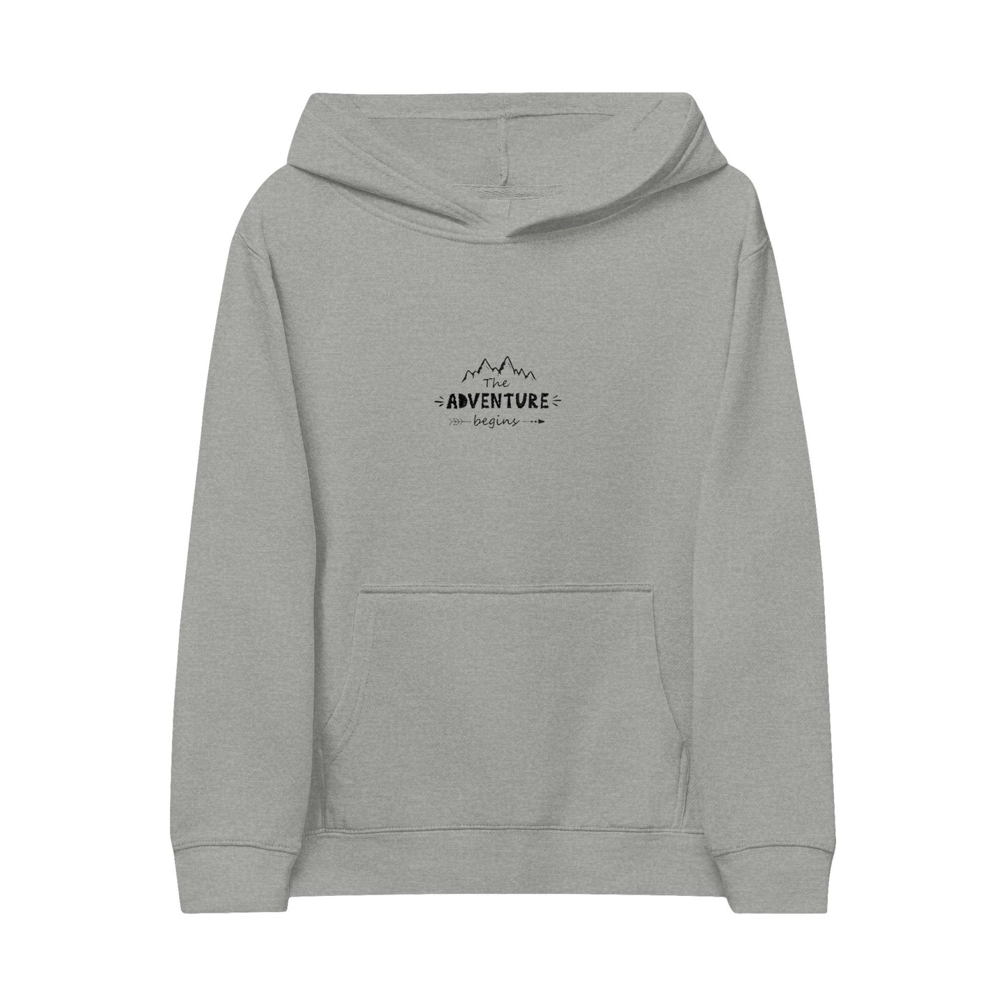 Kids Fleece Hoodie — "Adventure Awaits" Embroidered Pullover