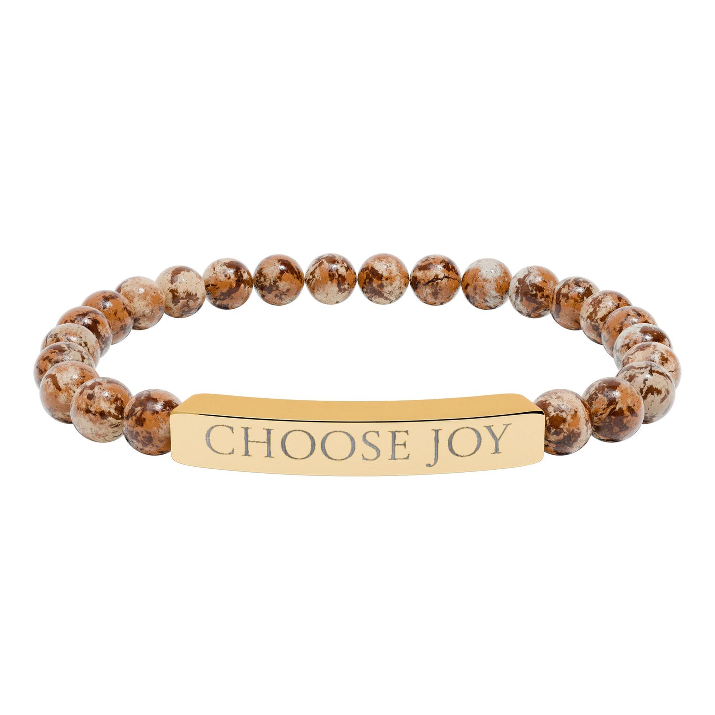 Natural Stone Stretch Bracelet Engraved 'Choose Joy'