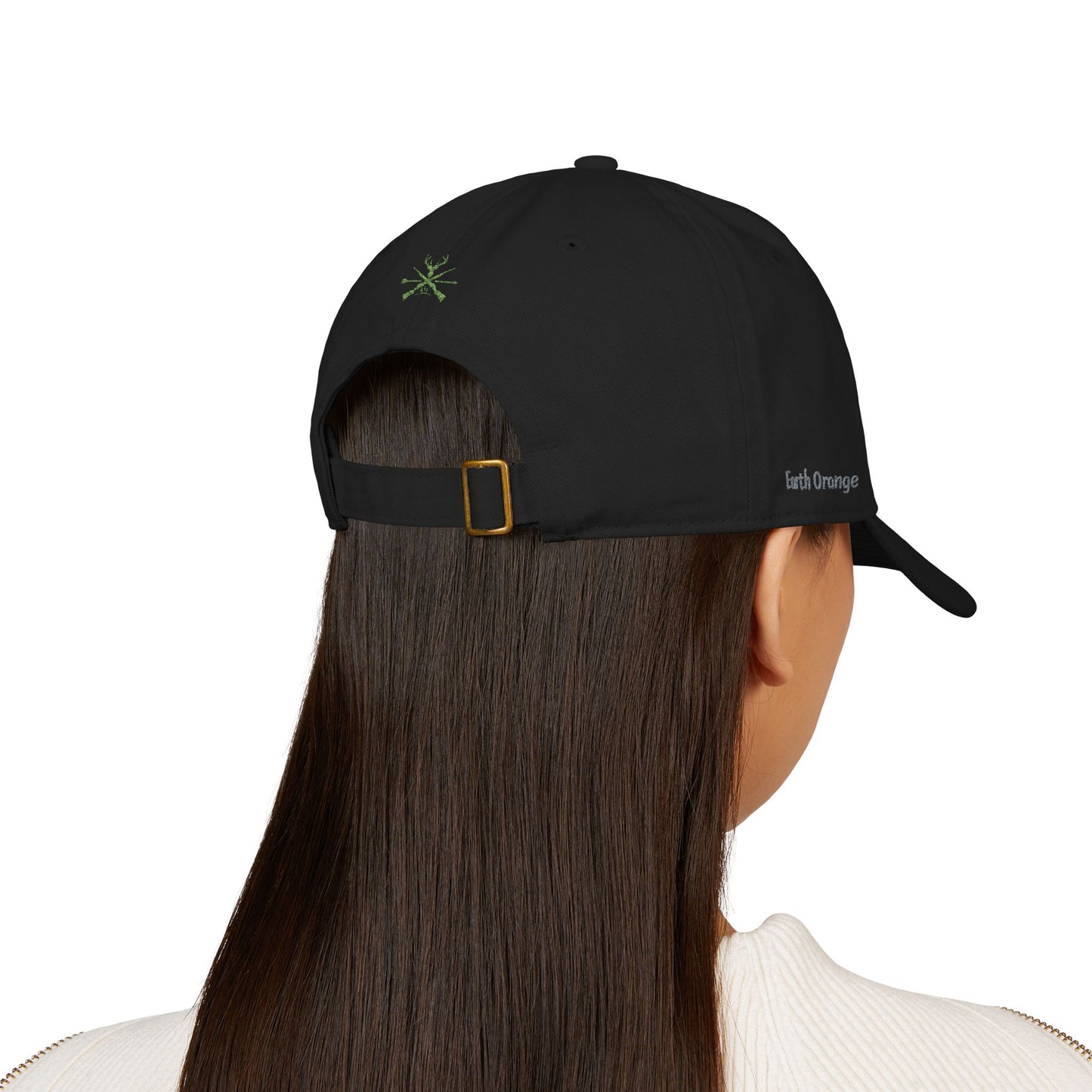 Organic Embroidered Cap — "Aim True" Green Leaf Hunter's Hat