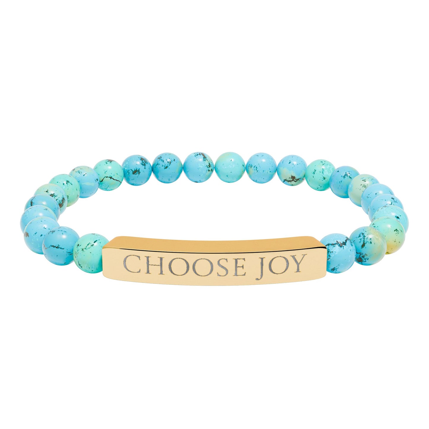 Natural Stone Stretch Bracelet Engraved 'Choose Joy'