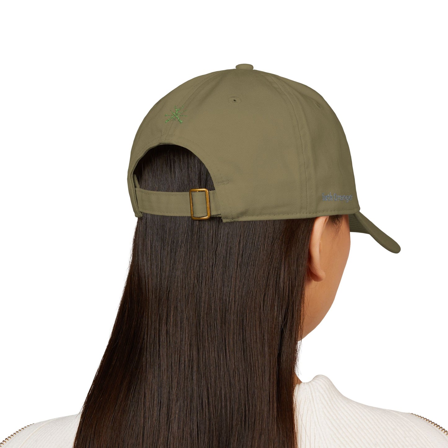 Organic Embroidered Cap — "Aim True" Green Leaf Hunter's Hat