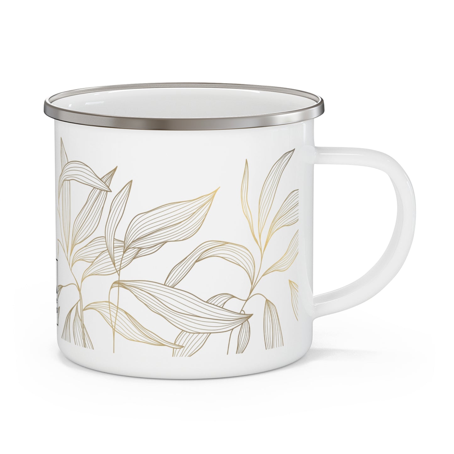 Enamel Mug - Neutral Botanical Leaves Camping Mug