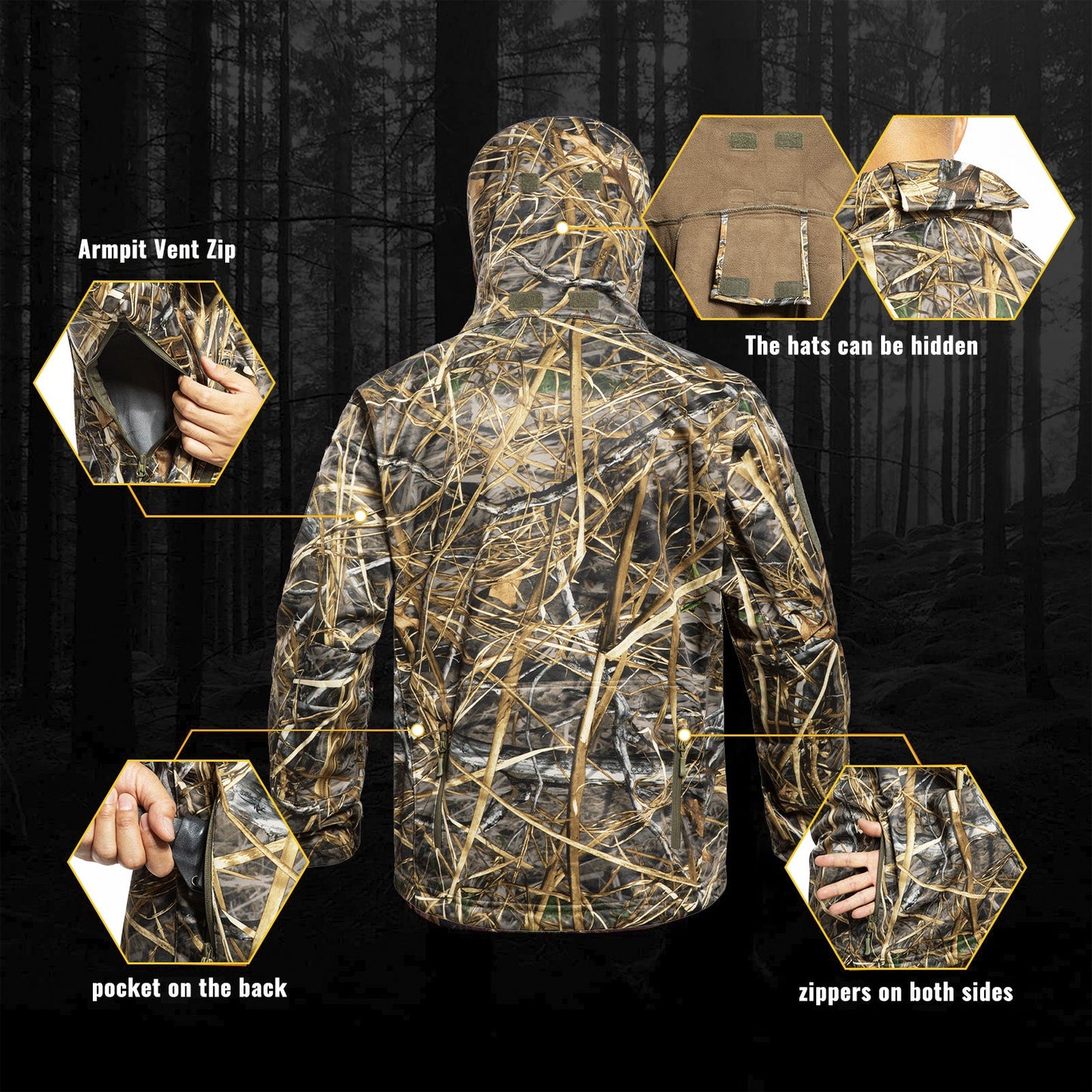 Hunting Gear Suit For Men Camouflage Windproof Jacket