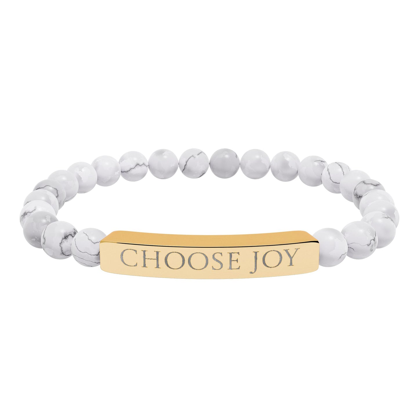 Natural Stone Stretch Bracelet Engraved 'Choose Joy'