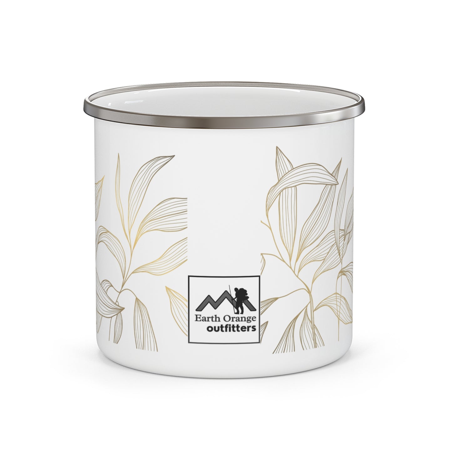Enamel Mug - Neutral Botanical Leaves Camping Mug