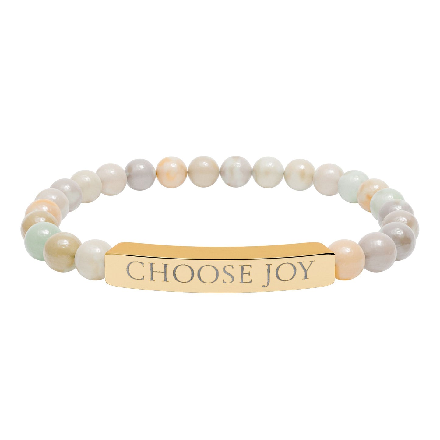 Natural Stone Stretch Bracelet Engraved 'Choose Joy'