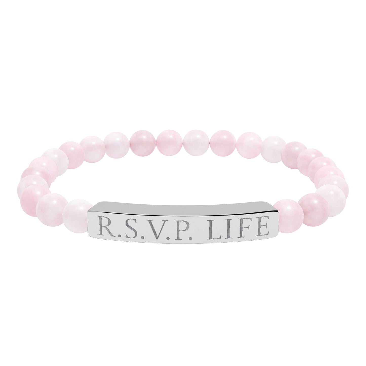 Natural Stone Stretch Bracelet Engraved  - 'R S V P Life'