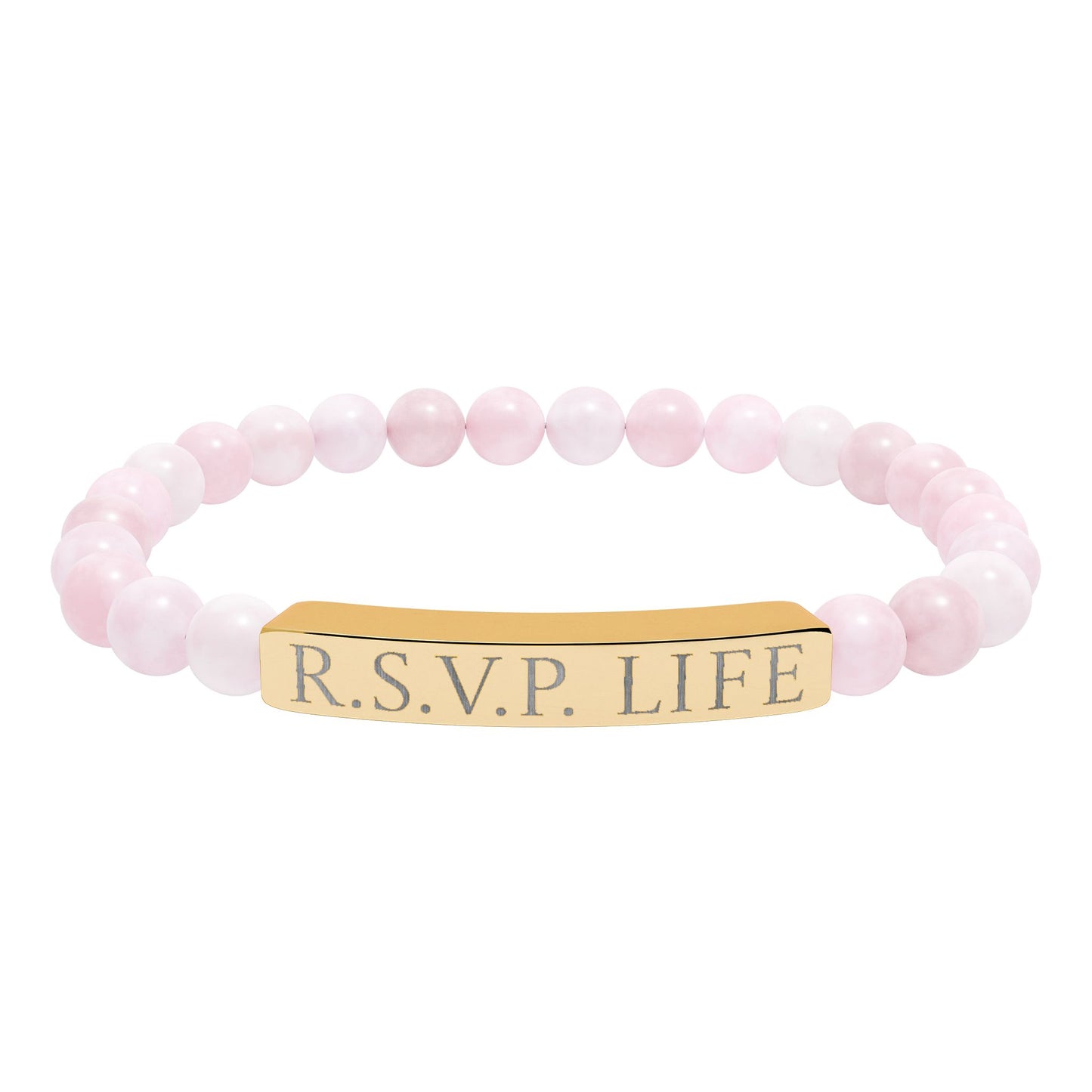 Natural Stone Stretch Bracelet Engraved  - 'R S V P Life'