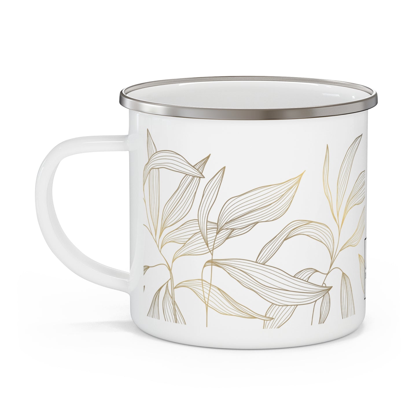 Enamel Mug - Neutral Botanical Leaves Camping Mug