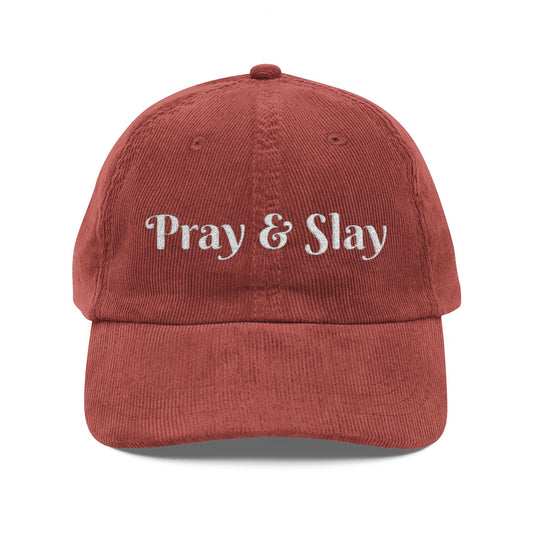 Cap – Vintage Corduroy Pray & Slay Daisy Accent Embroidery