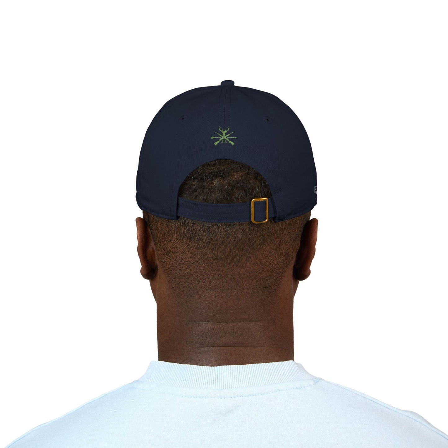 Organic Embroidered Cap — "Aim True" Green Leaf Hunter's Hat