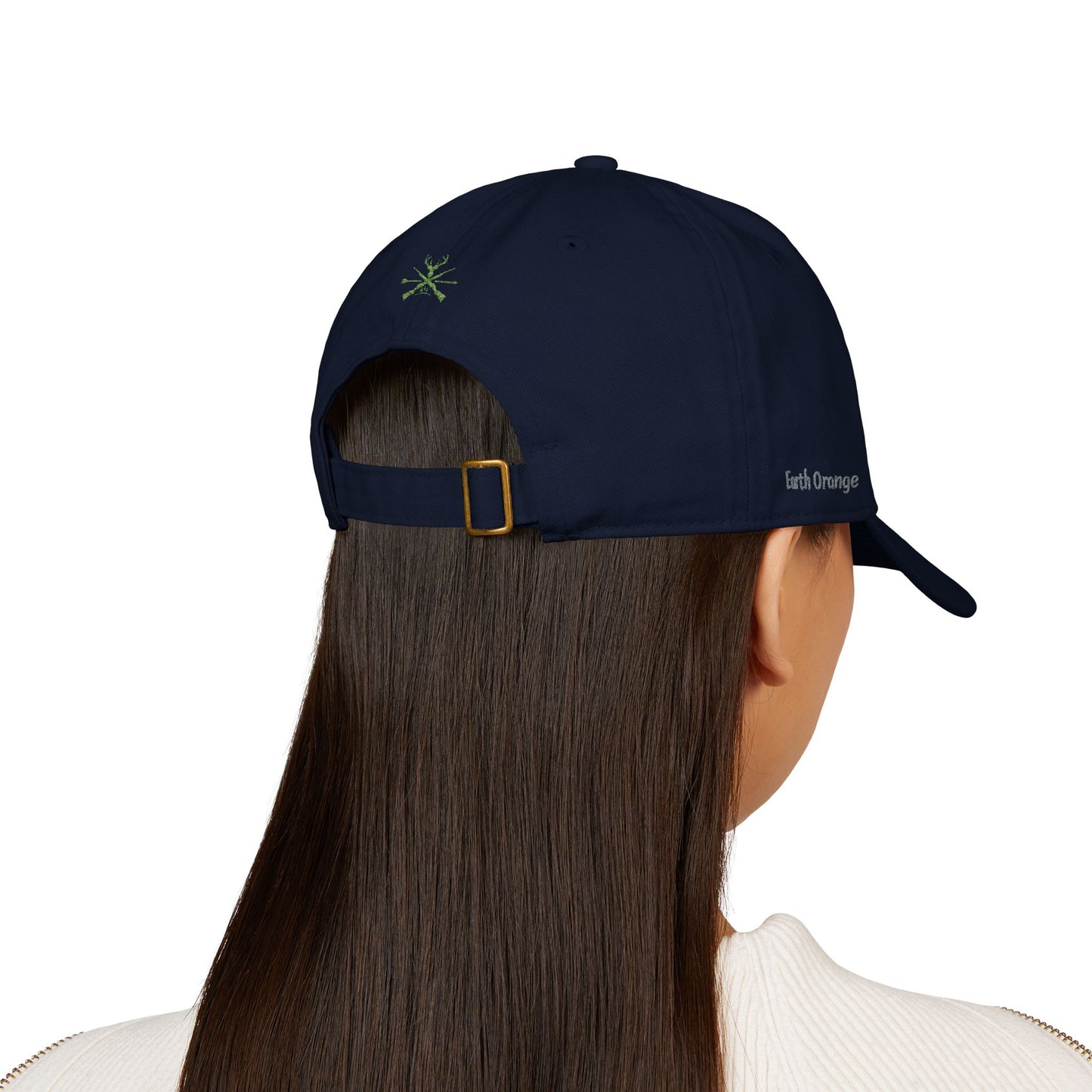 Organic Embroidered Cap — "Aim True" Green Leaf Hunter's Hat