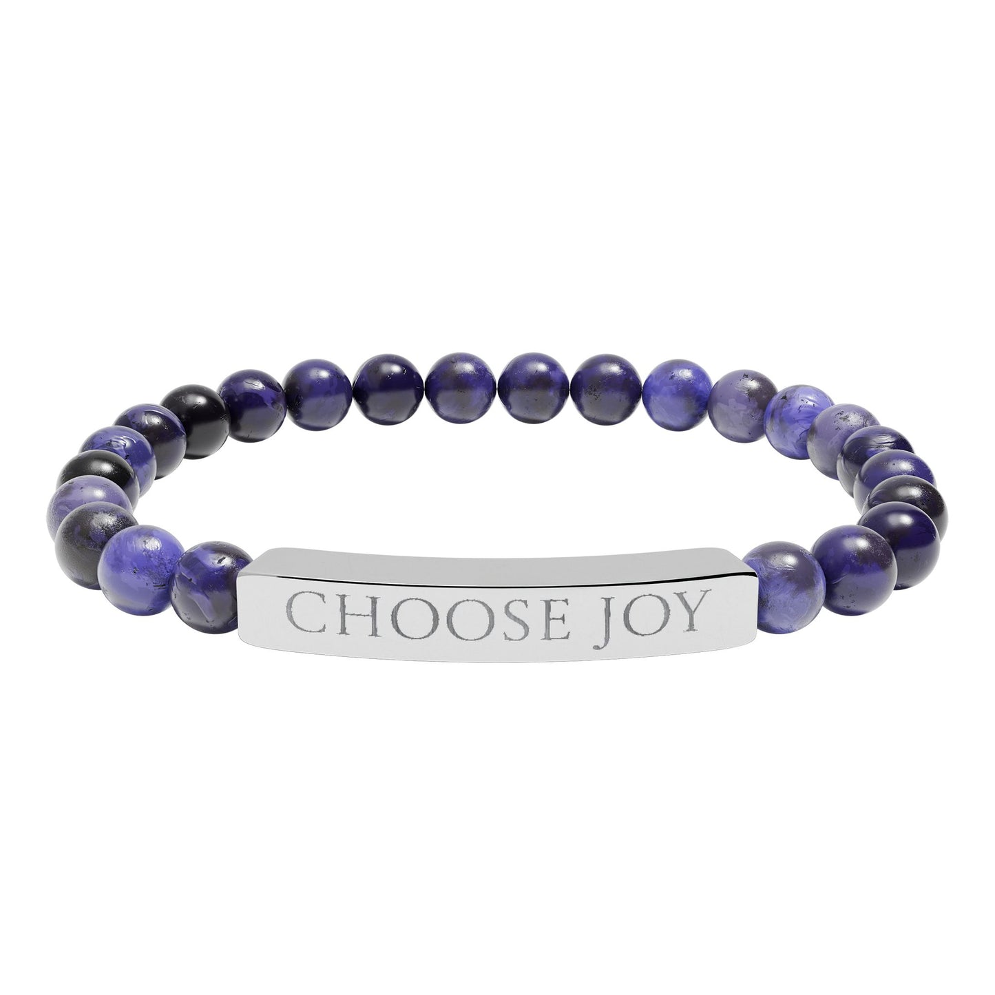 Natural Stone Stretch Bracelet Engraved 'Choose Joy'