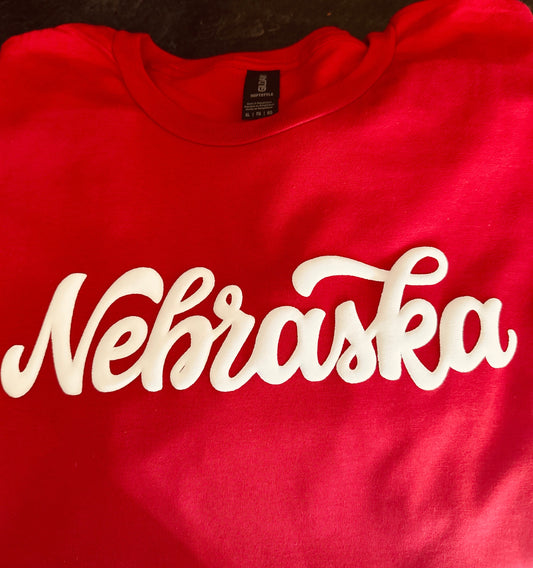Nebraska Script Puff Print Sweatshirt